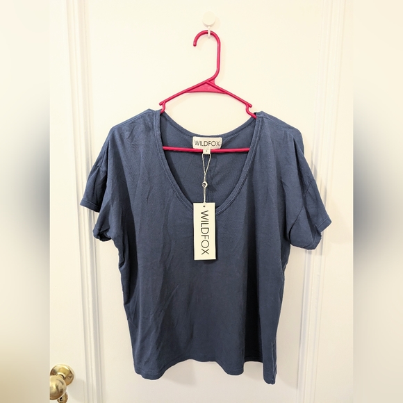 Wildfox Tops - NWT Wildfox V-neck Blue T-shirt size S